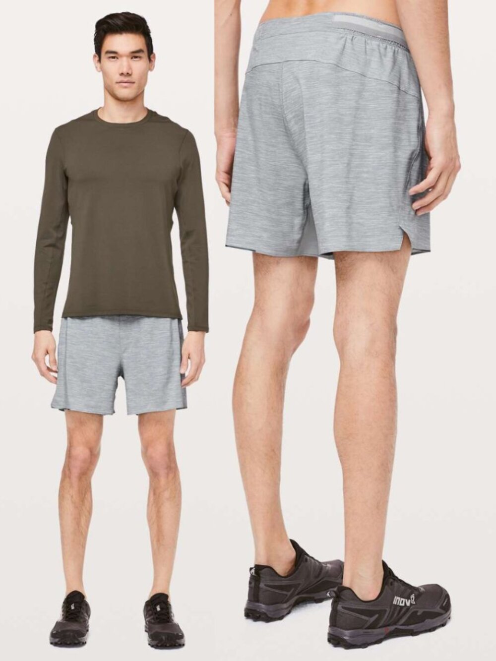 Lululemon Heathered Gray Lined Surge Shorts 6"